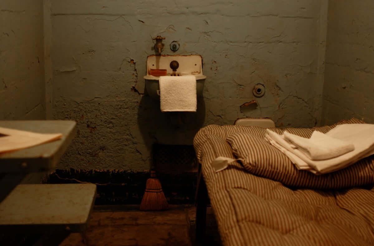 A jail cell that shows the squalor inmates may have to live in at correctional facilities.